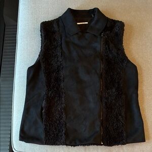 T Tahari Black Faux Fur Vest